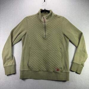 L.L. Bean Women’s Olive Quilted Quarter-Zip Pullover Sweater Size XS